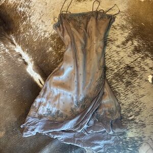 Vtg 1990s silk beaded evening dress